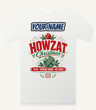 Howzat Cricket Christmas Personalised Christmas T-Shirt and Hoodie