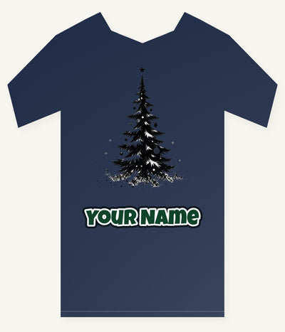 Ink Sketch Christmas Tree Personalised Kids and Baby Christmas Tee