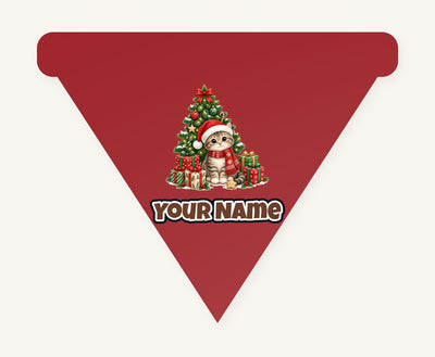 Kitten Under The Tree Personalised Christmas Dog Bandana
