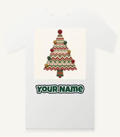 Knitted Fair Isle Tree Personalised Christmas T-Shirt and Hoodie