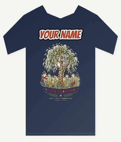 Koala Gum Tree Christmas Personalised Kids and Baby Christmas Tee