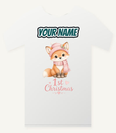 Little Fox First Christmas Personalised Christmas T-Shirt and Hoodie