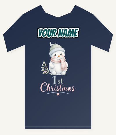 Little Snowman First Christmas Personalised Kids Tee and Baby Bodysuit