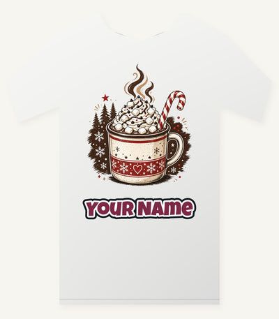 Marshmallow Hot Chocolate Mug Personalised Christmas T-Shirt and Hoodie