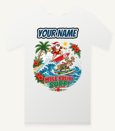 Mele Kaliki Surf Personalised Christmas T-Shirt and Hoodie