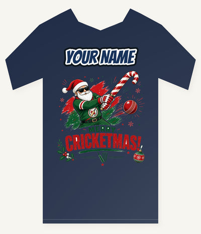 Merry Cricketmas Santa Personalised Kids Tee and Baby Bodysuit