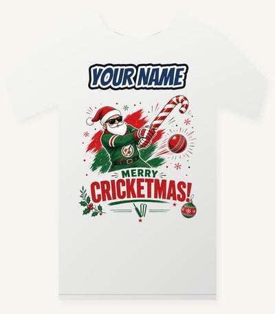 Merry Cricketmas Santa Personalised Christmas T-Shirt and Hoodie