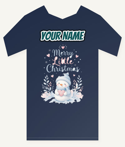 Merry Little Snowman Heart Personalised Kids Tee and Baby Bodysuit