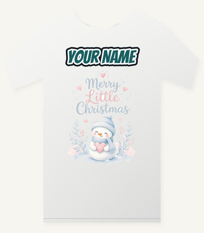 Merry Little Snowman Heart Personalised Christmas T-Shirt and Hoodie