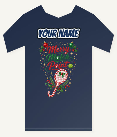 Merry Match Point Tennis Personalised Kids and Baby Christmas Tee