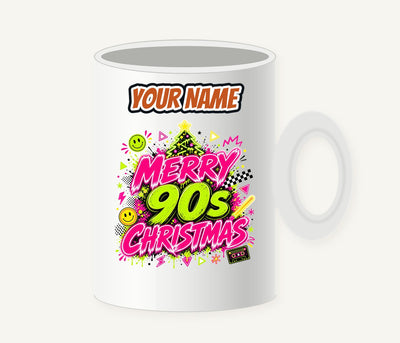 Merry Nineties Neon Christmas Personalised Christmas Mug