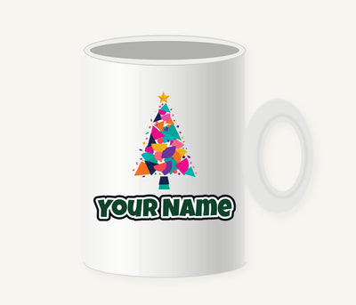 Modern Geometric Christmas Tree Personalised Christmas Mug