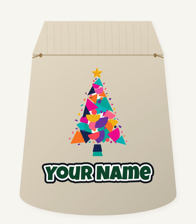 Modern Geometric Christmas Tree Personalised Santa Sack
