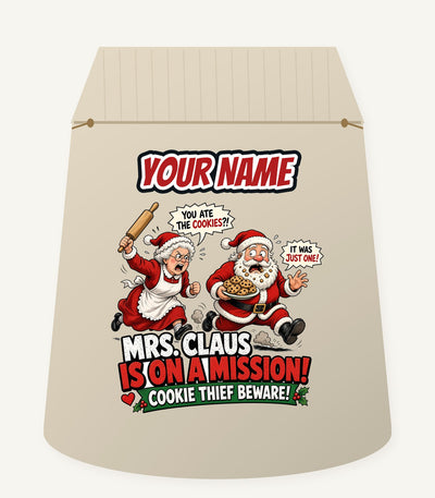 Mrs Claus Is On A Mission Personalised Santa Sack