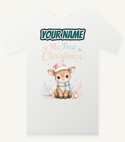 My First Christmas Fawn Personalised Christmas T-Shirt and Hoodie