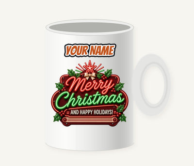 Neon Christmas Sign Personalised Christmas Mug