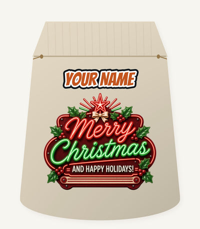 Neon Christmas Sign Personalised Santa Sack