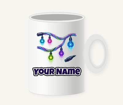 Neon Circuit Fairy Lights Personalised Christmas Mug