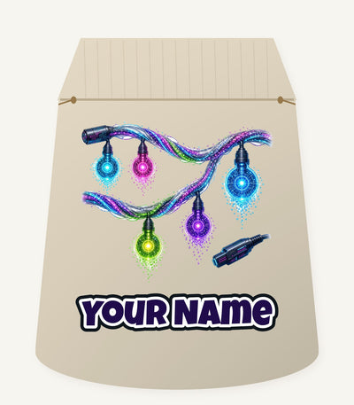 Neon Circuit Fairy Lights Personalised Santa Sack