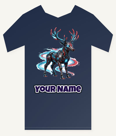Neon Circuit Robot Reindeer Personalised Kids and Baby Christmas Tee