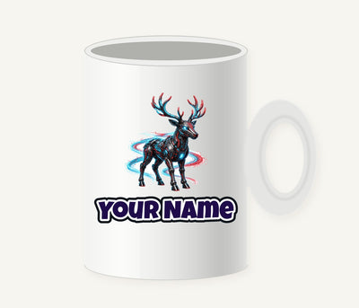 Neon Circuit Robot Reindeer Personalised Christmas Mug