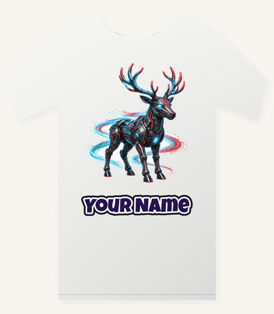 Neon Circuit Robot Reindeer Personalised Christmas T-Shirt and Hoodie