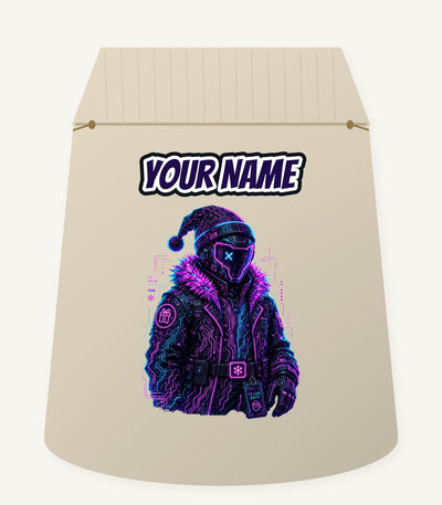 Neon Cyber Santa Personalised Santa Sack