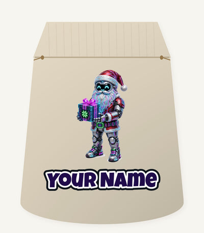 Neon Robot Santa Personalised Santa Sack