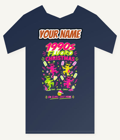 Nineties Fluoro Christmas Reindeer Personalised Kids Tee and Baby Bodysuit