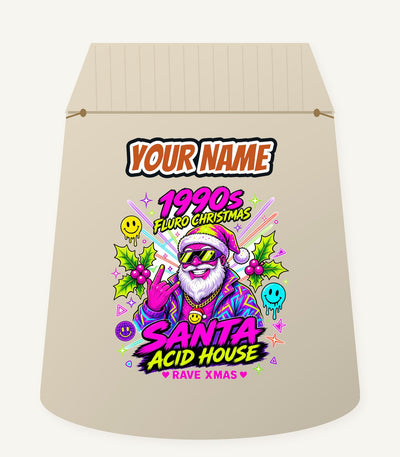 Nineties Fluro Rave Santa Personalised Santa Sack