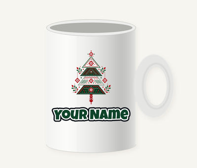 Nordic Folk Christmas Tree Personalised Christmas Mug