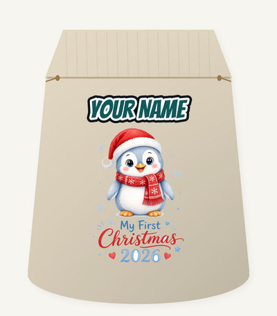 Penguin First Christmas 2026 Personalised Santa Sack