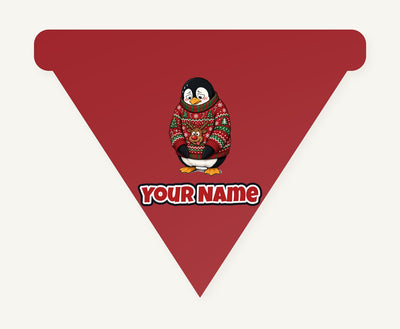 Penguin in a Bad Jumper Personalised Christmas Dog Bandana