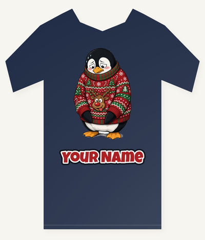 Penguin in a Bad Jumper Personalised Kids Tee and Baby Bodysuit