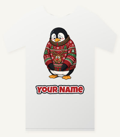 Penguin in a Bad Jumper Personalised Christmas T-Shirt and Hoodie