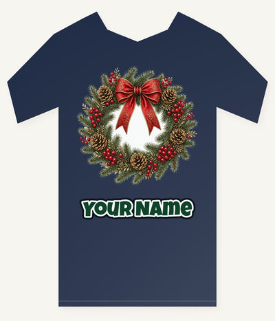 Pinecone and Berry Wreath Personalised Kids Tee and Baby Bodysuit