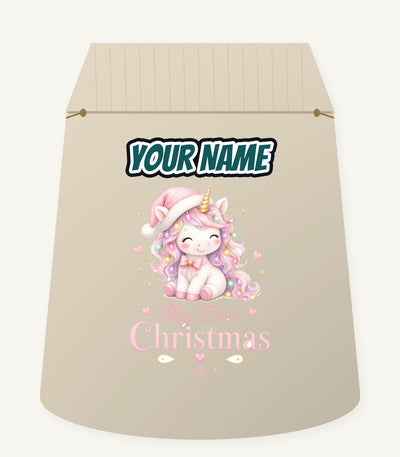 Pink Unicorn First Christmas Personalised Santa Sack