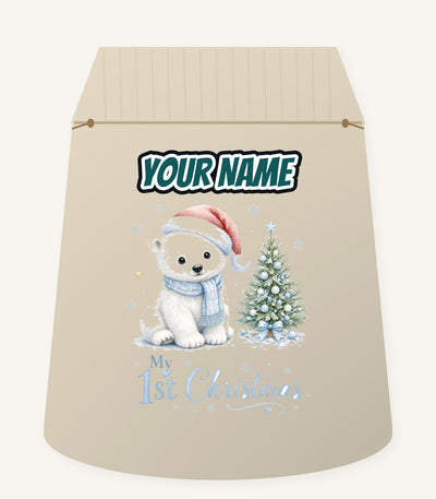 Polar Bear First Christmas Personalised Santa Sack