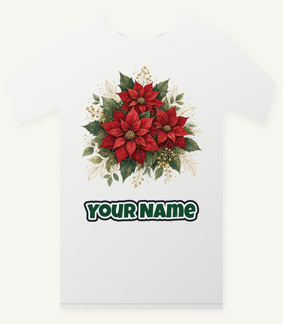 Red Poinsettia Bouquet Personalised Christmas T-Shirt and Hoodie