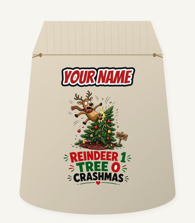 Reindeer 1, Tree 0 Personalised Santa Sack