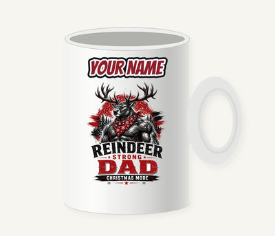 Reindeer Strong Dad Personalised Christmas Mug