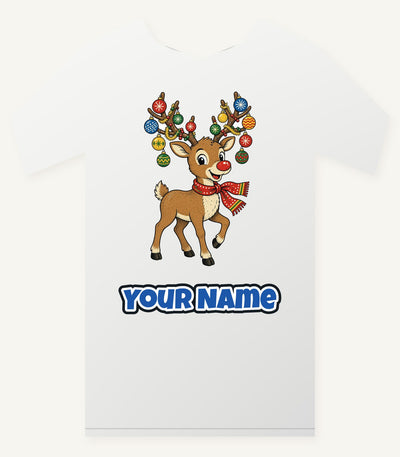 Reindeer With Bauble Antlers Personalised Christmas T-Shirt and Hoodie