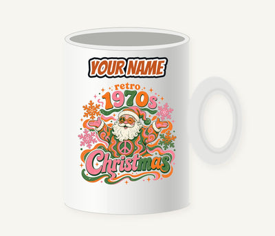 Retro Seventies Groovy Santa Personalised Christmas Mug