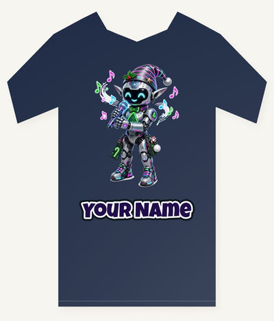 Robot Elf Carols Personalised Kids Tee and Baby Bodysuit
