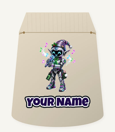 Robot Elf Carols Personalised Santa Sack