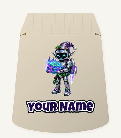 Robot Elf Delivery Run Personalised Santa Sack