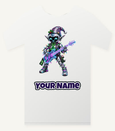 Robot Elf on Guitar Personalised Christmas T-Shirt and Hoodie