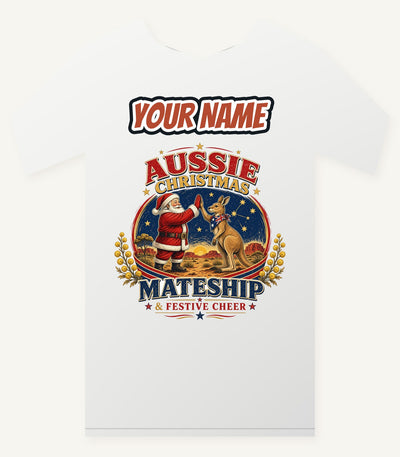 Santa And Kangaroo Mateship Personalised Christmas T-Shirt and Hoodie