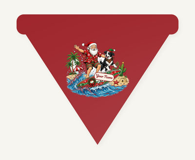 Santa and the Dog on Tour Personalised Christmas Dog Bandana