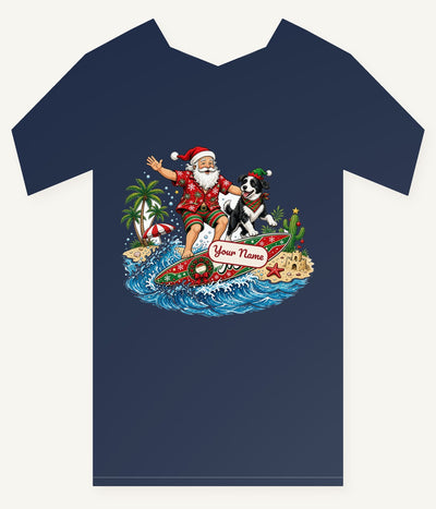Santa and the Dog on Tour Personalised Kids Tee and Baby Bodysuit